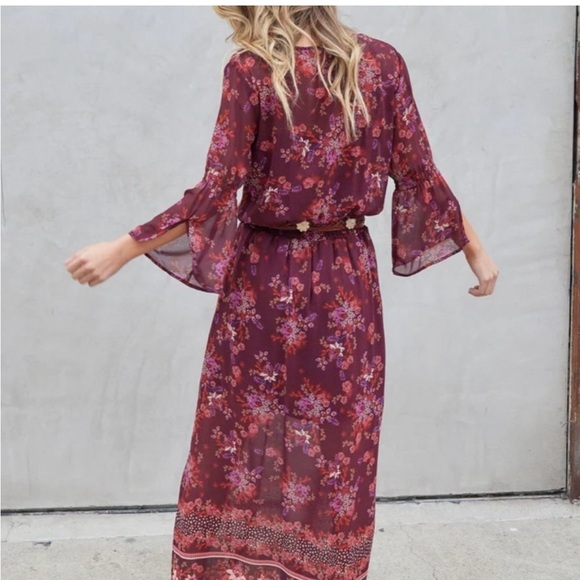 Nwt sz small LOVESTITCH Poetry In Motion Floral Maxi Dress / wine/spice - Picture 3 of 4